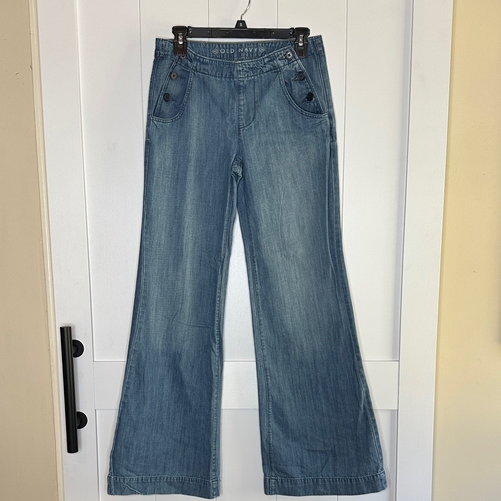 Old Navy Women's Flare Wide Leg Jeans - Light Blue Size 4